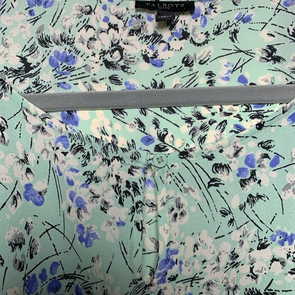 {Talbots} Mint and Blue Floral Blouse - Picture 3 of 3